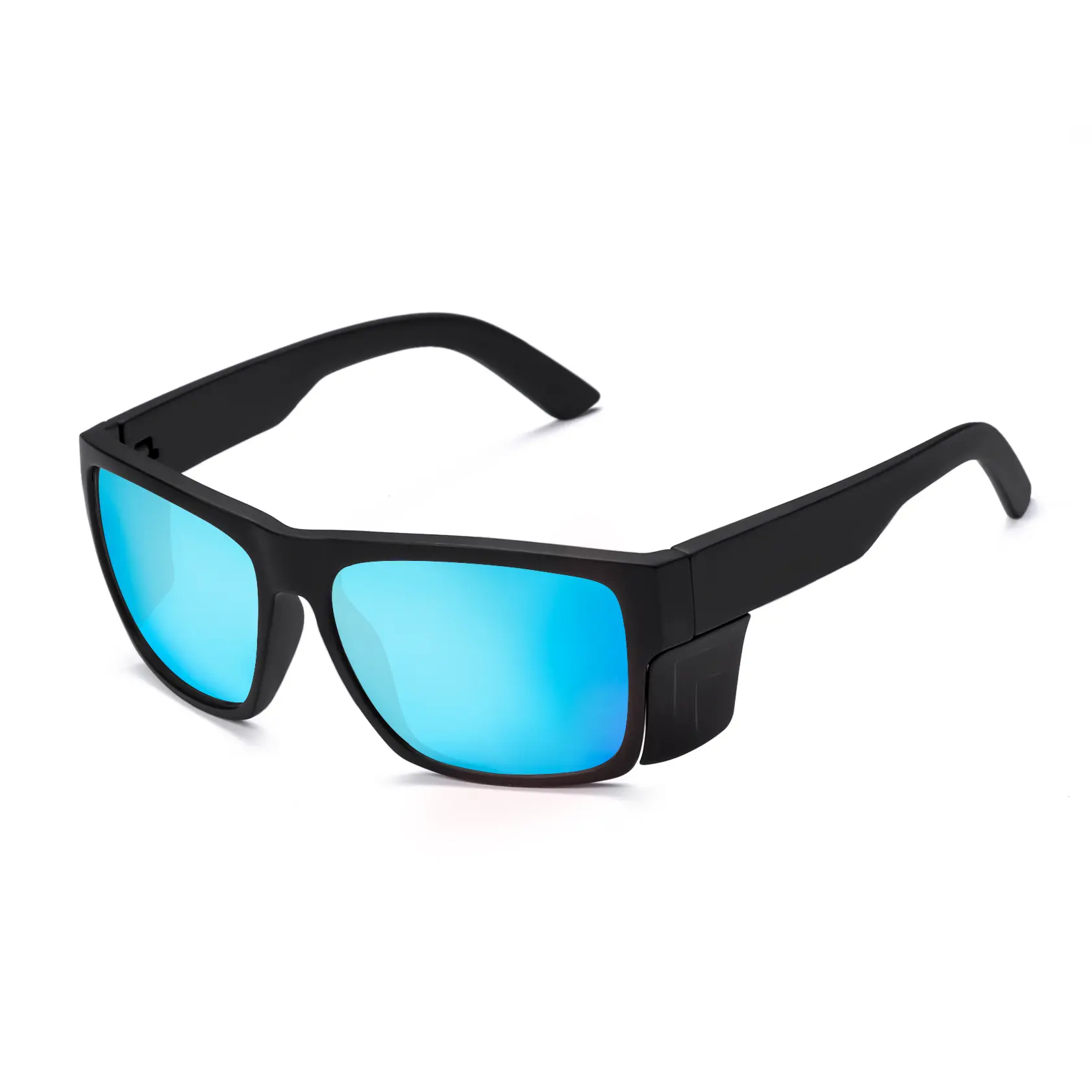BINGKING Safety Glasses with Removable Side Shield,Polarized UV400 Protection Goggles, Rectangle Black Sunglasses for Women Men Work ANSI Z87.1