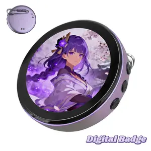 Customizable Video Digital Badge, 1.8" Touch Display Smart Wearable Pin for Anime Cosplay, Programmable GIF/Photo Electronic Tag, Gaming Collectible Gift