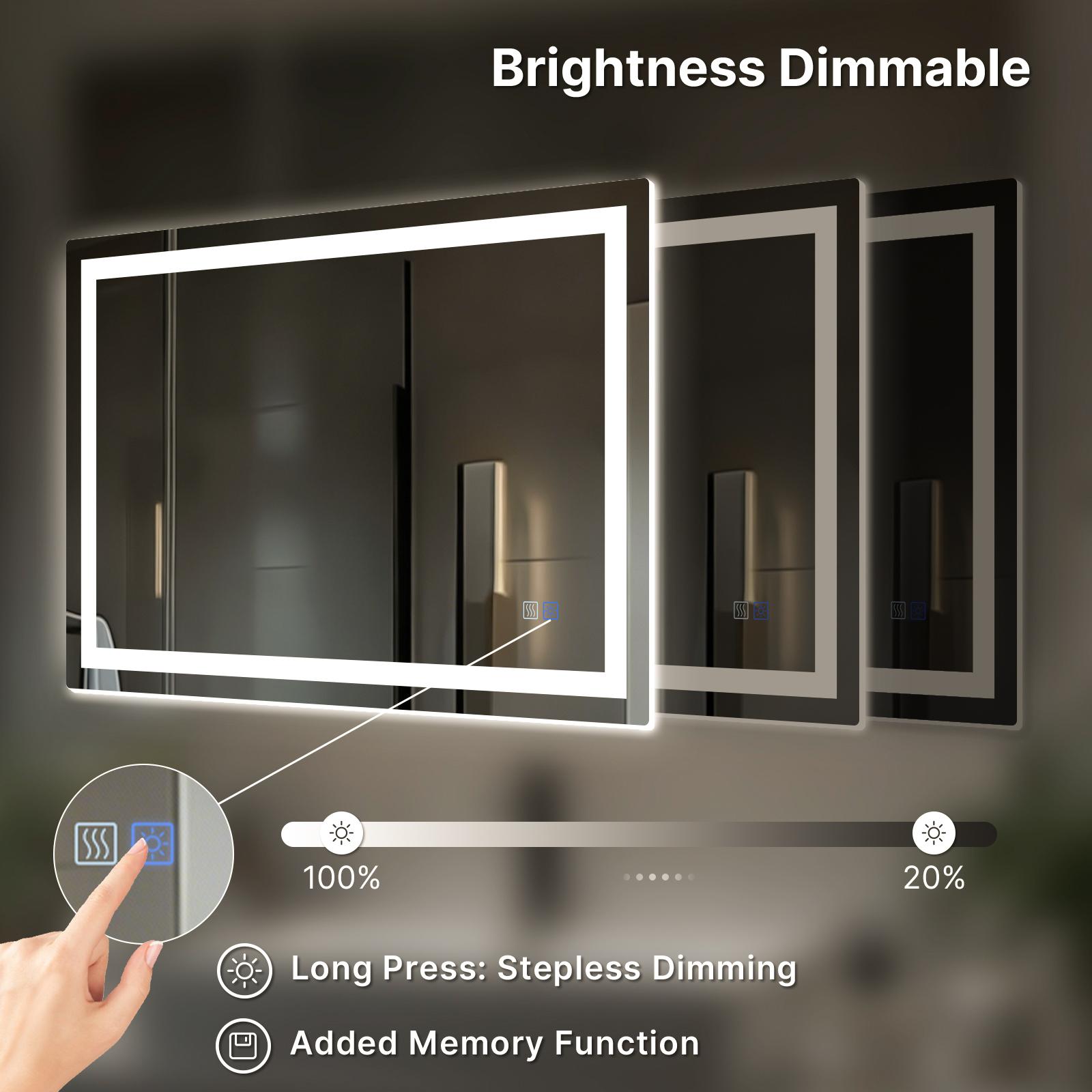 HYPERLITE Dimmable Brightness Bathroom Mirror Lights, 36*28 inches Anti-Fog Function Vanity Mirror Memory Setting LED Wall Mirror , Shatter-Proof Tempered Glass, Modern Illuminated Mirror for Bathroom Dressing Area  SpringGlowUp 48*32 60*36 32*24 36*24