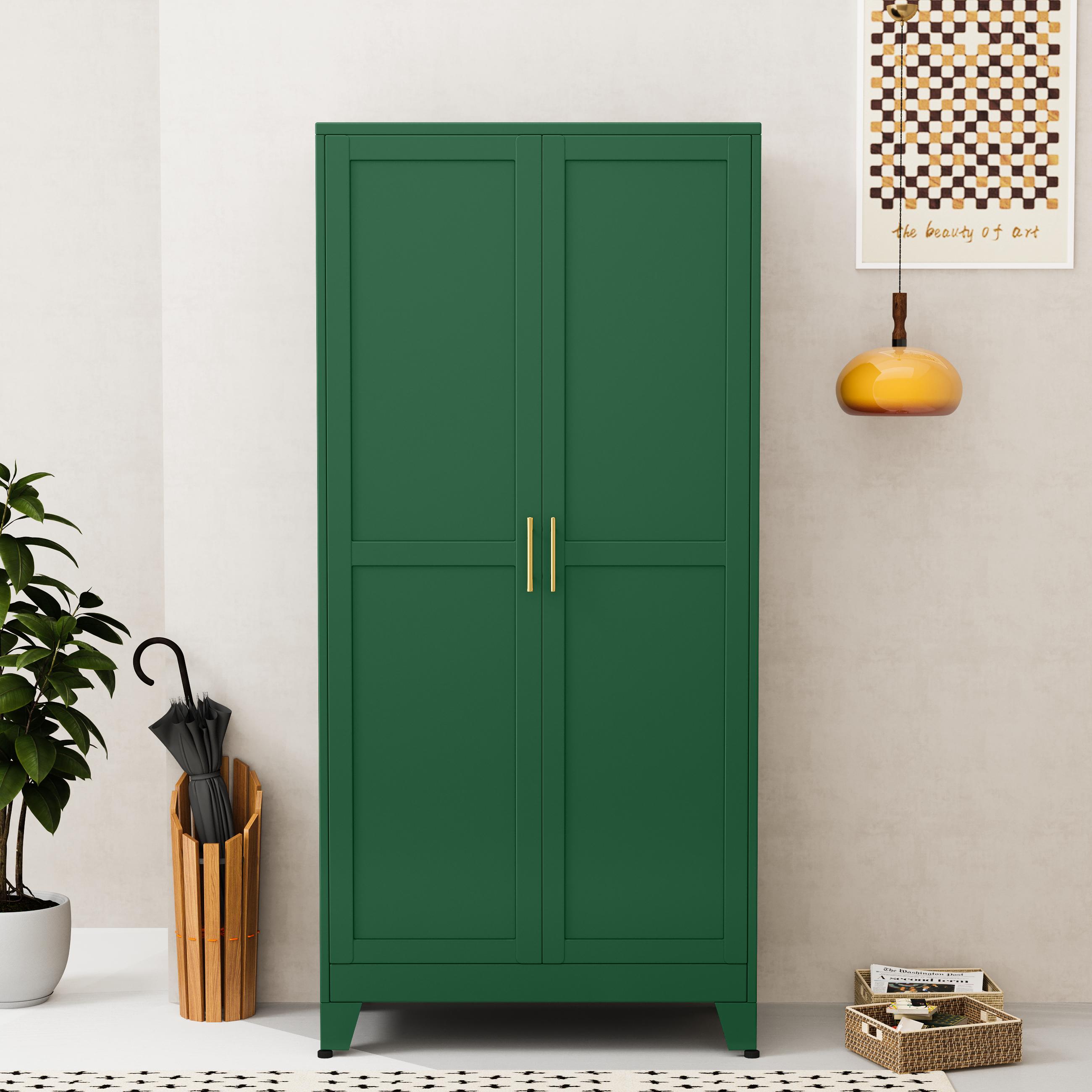 Metal Wardrobe Cabinet with Hanging Rod, 71" Metal Clothing Storage Cabinets with 2 Doors and Adjustable Shelves, White Armoire Wardrobe Closet for Bedroom, Laundry Room, Cloak Room mothersdaygift