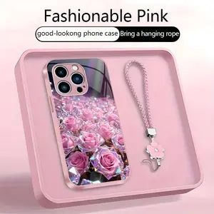 Suitable for [iPhone 15 Pro Max], a premium women’s phone case 🤩, featuring a beautiful four-leaf clover lanyard 🍀. A free four-leaf clover lanyard is also included. Optical Illusion Crystal Rose Art Phone Case 952