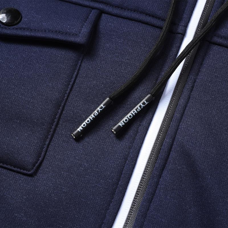 Men's Fleece Hooded Sweater with Warm Lining Multi-Pocket Zipper Closure for Autumn Winter Casual Wear