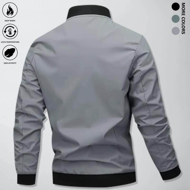 Men's Plain Waterproof Windproof Drawstring Zip Up Hooded Jacket, Casual Long Sleeve Zipper Pocket Design Outerwear for Outdoor Activities, Men's Clothes for All Seasons, Menswear