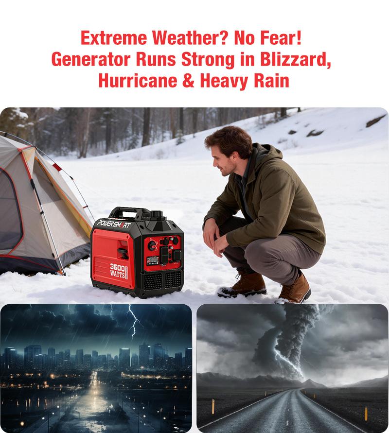 PowerSmart 3600 Watt Quiet Portable Inverter Generator, Storm Weather, RV Ready 30A Outlet, Parallel Capable, Emergency Use Camping, EPA Compliant,Hurricane, Emergency,Safe & Long-lasting usage, DB5035/DL5035C, generators for house power