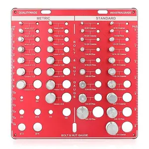 42 Nut and Bolt Thread Checker, Bolt Size and Thread Gauge, 19 Standard & 15 Metric Sizes & 8 Drill Bit Gauge, Measuring Tools, Hardware, Industrial