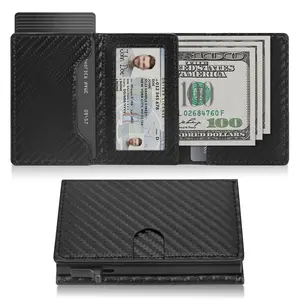 Men's RFID Blocking Leather Wallet - Slim Credit Card Holder with 14 Card Slots, ID Windows & Cash Slot for Daily Use - Perfect Gift