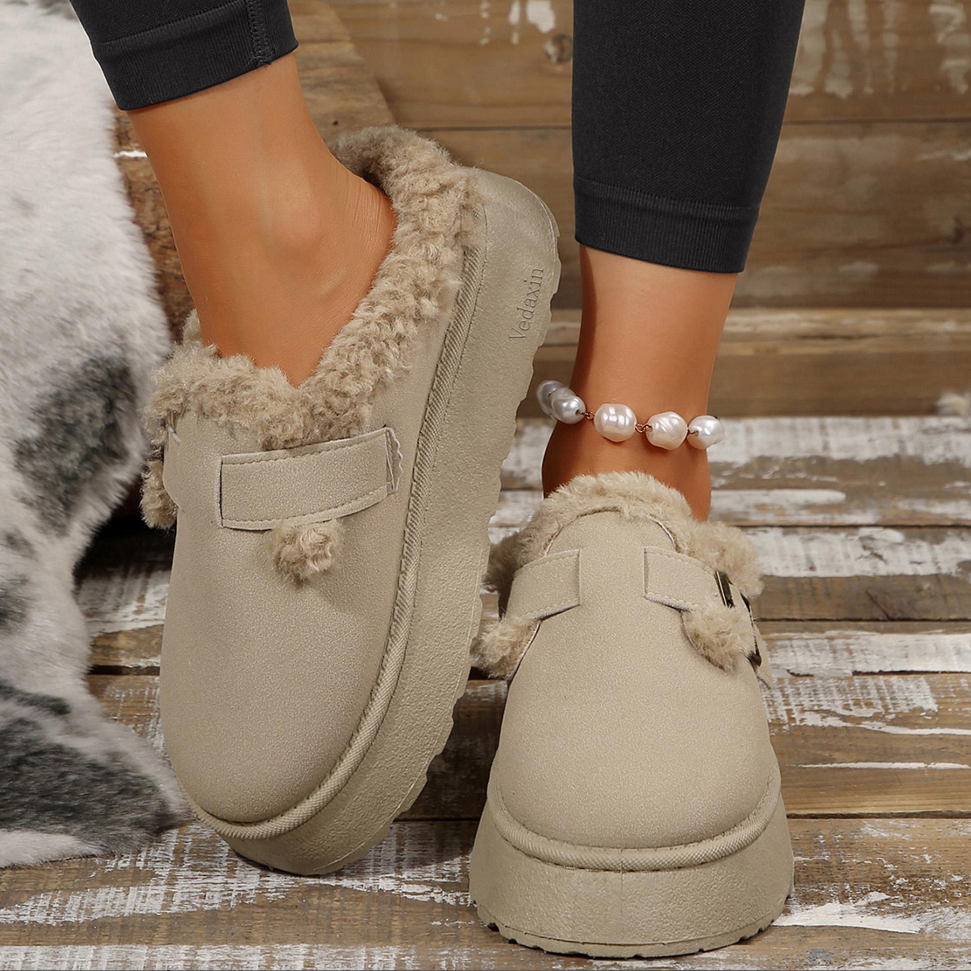 Women's Platform Slippers Adjustable Buckle And Non-Slip For Outdoor Comfort For Winter Wear