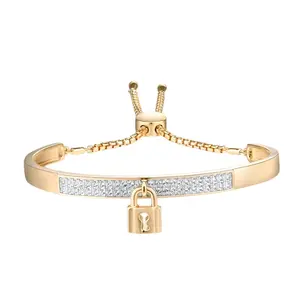 Lock & Diamond Option Adjustable Bolo Bracelet