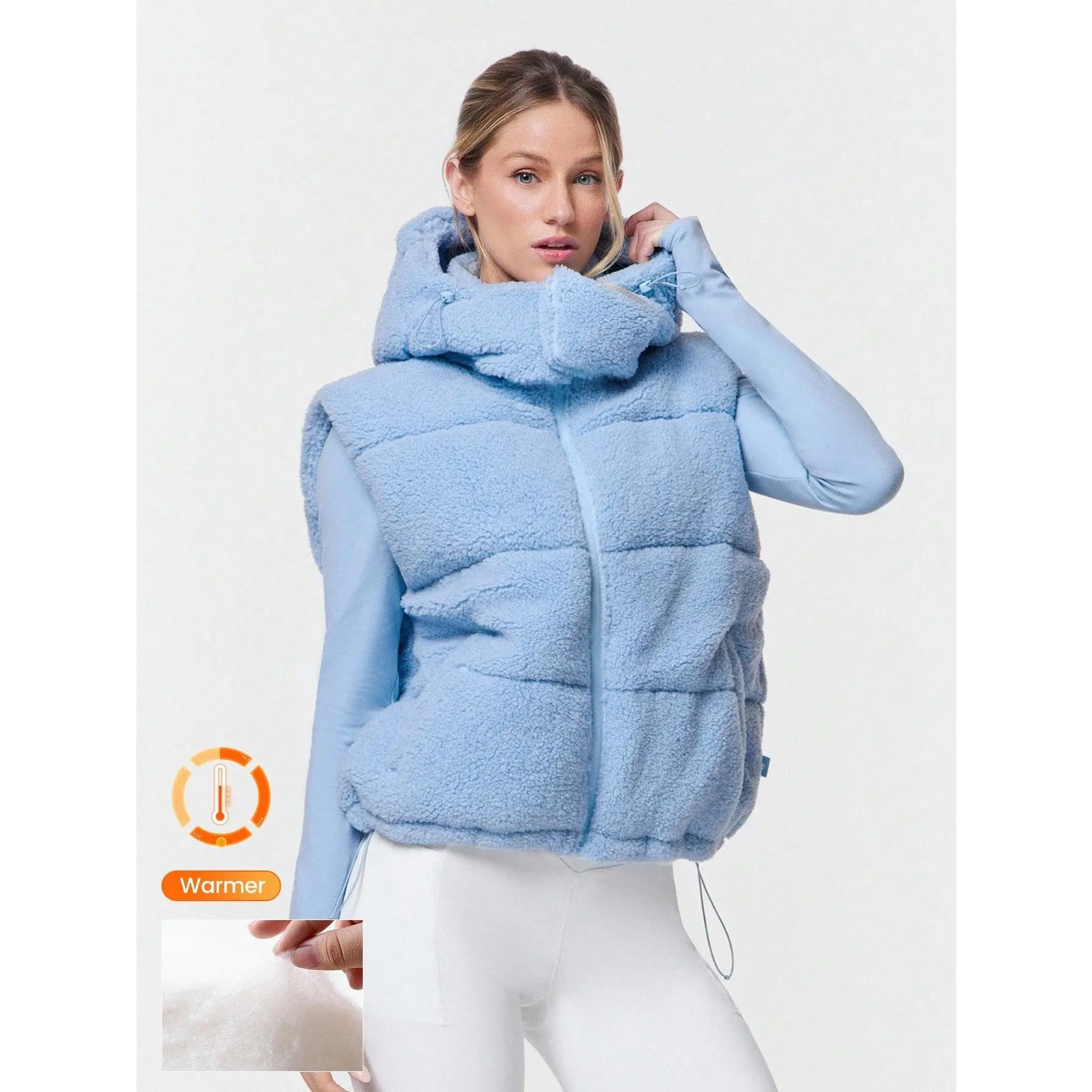 GLOWMODE Polar Fleece Soft Warm Vest With Side Pockets Detachable Hoodie Daily Casual Autumn Winter Warm