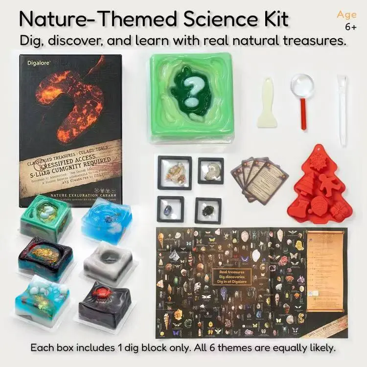 Digalore No-Mess Earth Science Discovery Excavation Kit - Butterfly-Infused STEAM Learning Toy for 8+ Unisex Kids, Natural Materials, Indoor-Safe, Clean Hands-On Exploration, Gift Box Design, Rainy Day Gift, Soap Base Collectibles