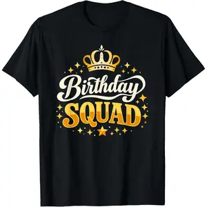 100% Cotton Birthday Squad Party Matching Family Group Funny Bday Team T-Shirt
