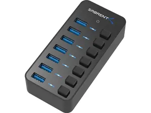 SABRENT 36W 7-Port USB 3.0 Hub with Individual Power Switches and LEDs Includes 36W 12V/3A Power Adapter (HB-BUP7)