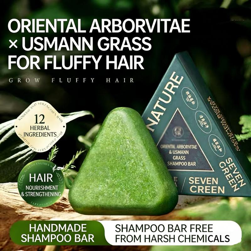 Nature Triangle Shampoo Bar Calming & Strengthening Hair for Women & Men Eco-Friendly Soap with Usman Grass Formula Herbal Extracts Nourishing Cleansing Conditioner Haircare Cleanser