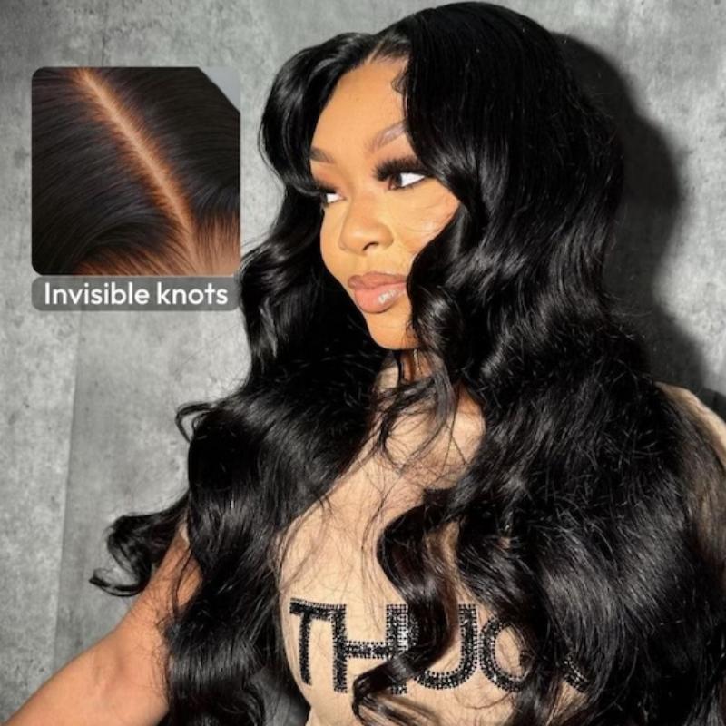 UNice Glueless Body Wave Wig Pre Cut 5x5 HD Lace Closure Human Hair Wigs with Drawstring Pre Plucked Hairliner Friendly for Beginners Natural Scalp