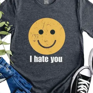 I Hate You Smiley Face T-Shirt, Cute Bipolar T Shirt for Men Women, Harry Styles Fan Gift, SNL Humor Graphic Tee, Ironic Mental Health Shirt