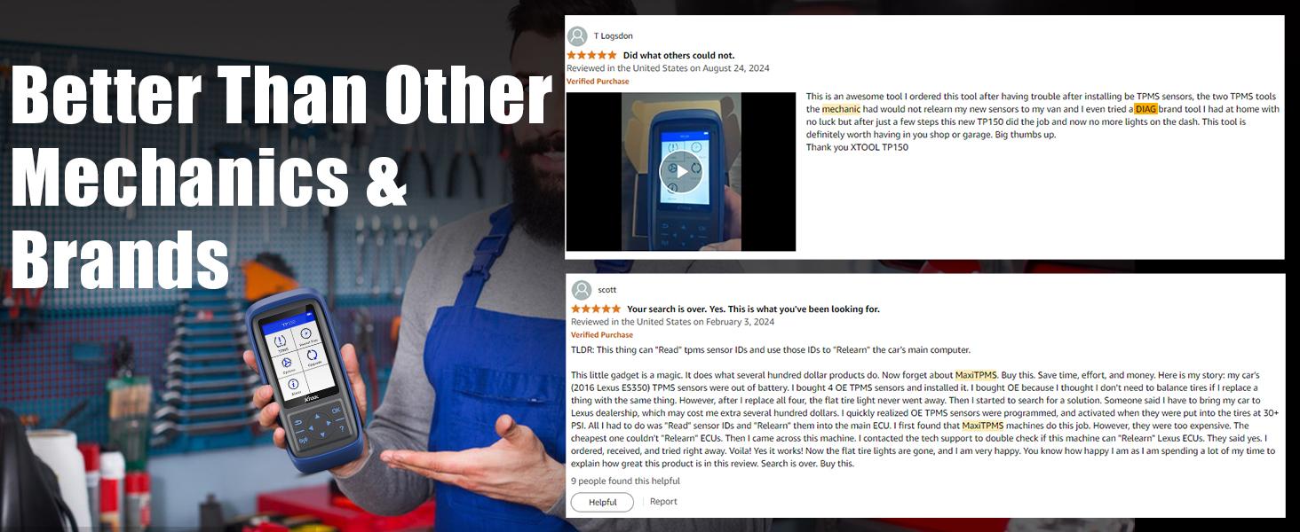 XTOOL TP150 TPMS Programming Tool, 2026 TPMS Relearn Tool, Activate/Relearn/Diagnosis All Known TPMS Sensors, Program TS100 Sensors (315/ 433MHz), TPMS Reset Tool TPMS Programmer