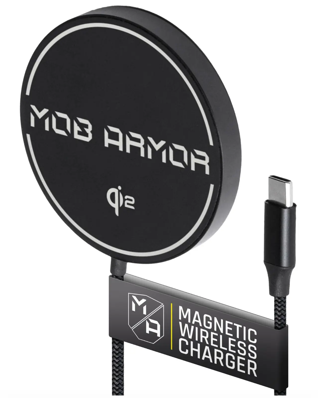 Mob Armor FLEX Charge 2 Magnetic Wireless Charger - Qi2 Standard, MagSafe, 15W Speed, USB Type-C Input, Magnetic Mount, Compatible with Mobnetic Maxx, Maxx.ms & Slim Chargers