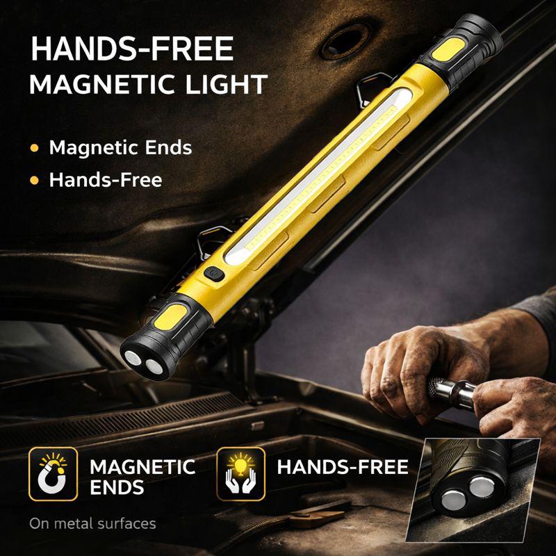 3000LM Under Hood Work Light Bar, Magnetic Rechargeable LED Light with Hook, Cordless Mechanic Work Light for Auto Repair Garage