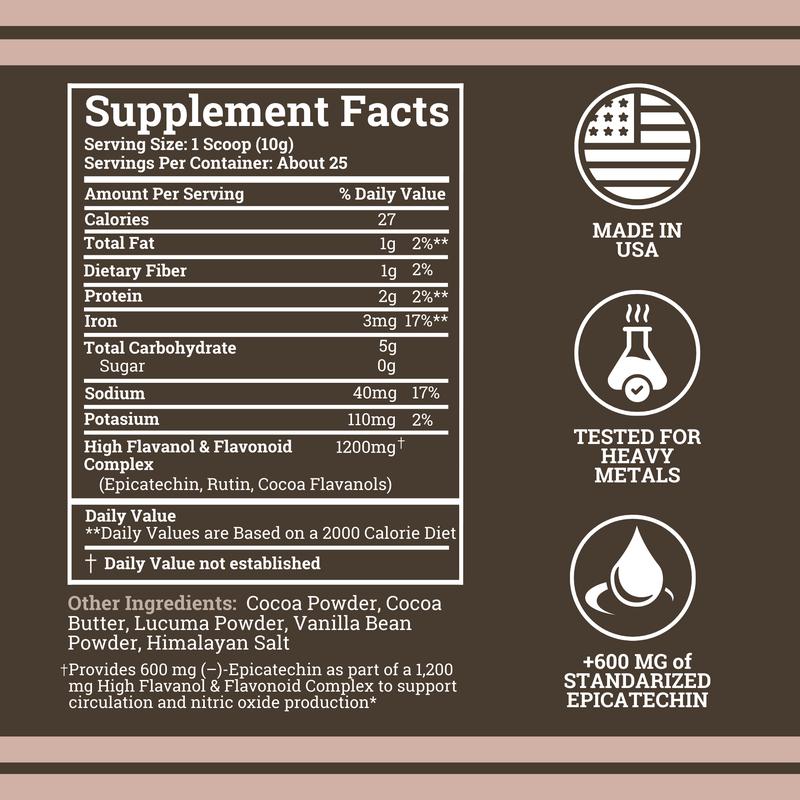 Black Forest Supplements Cocoa Flavanols & Flavonoids | High Flavanol Cocoa Powder – 1200mg per Serving, 600mg Epicatechin – Supports Circulation, Energy, & Heart Health, Dark Chocolate Beverage Healthy, High Flavanol Dark Chocolate Supplement