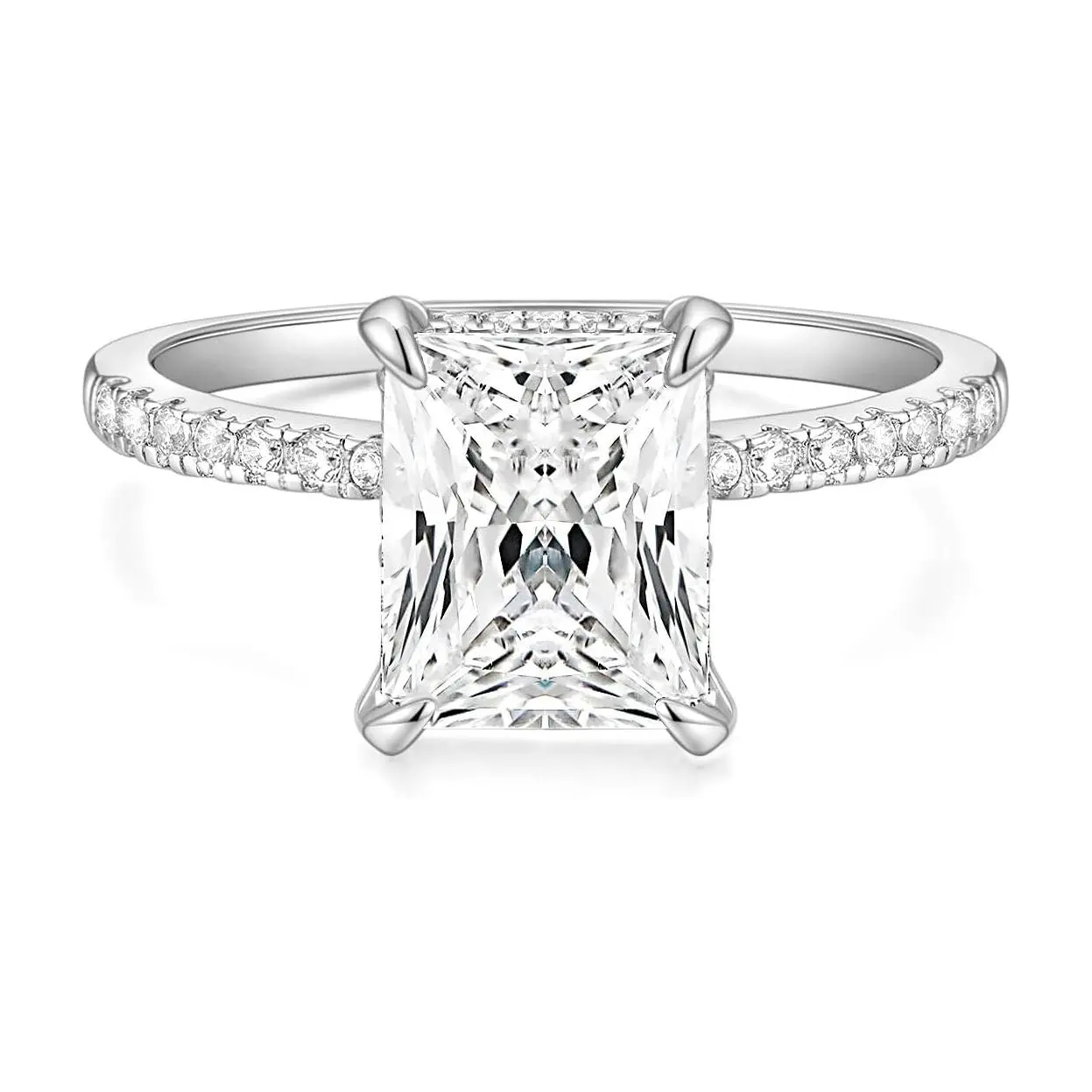 EAMTI Women's 4CT Fashion Engagement Ring - Radiant Cut Cubic Zirconia Bridal Promise Ring for Anniversary, Ring Jewelry, Marriage Ring