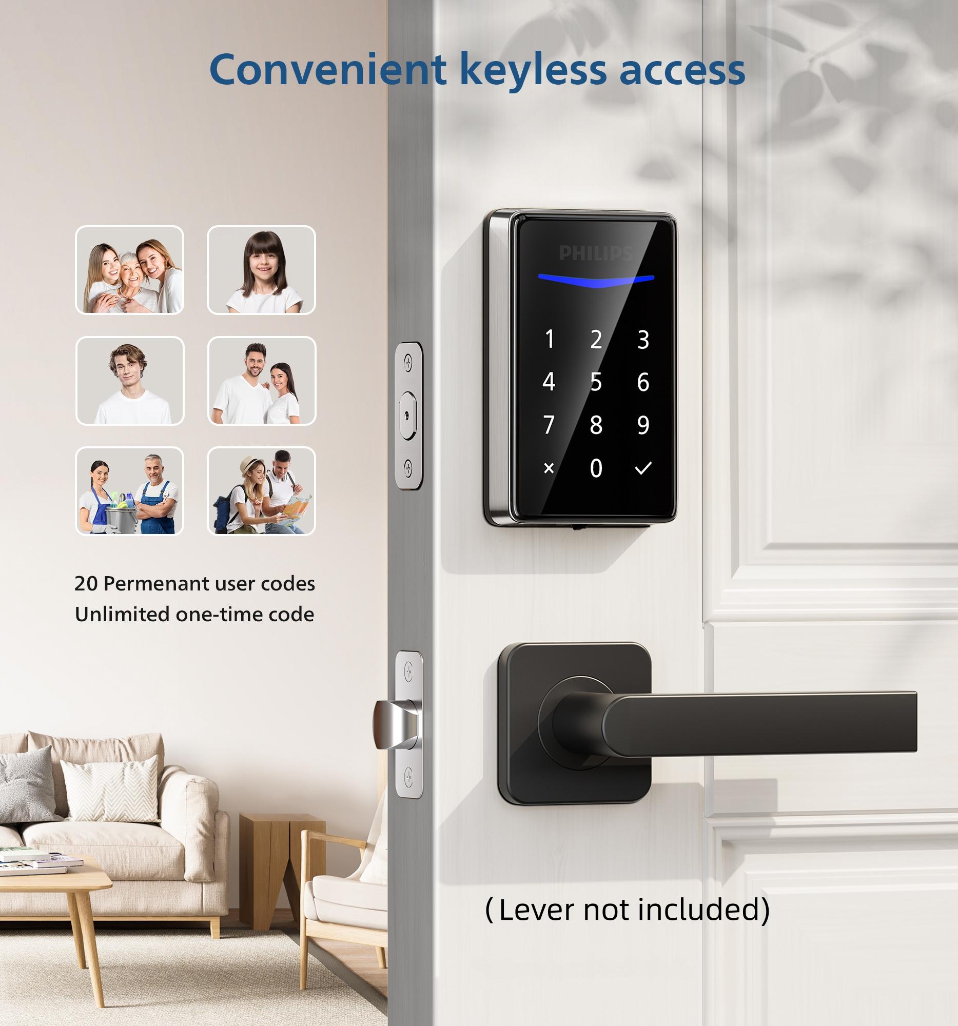Philips Smart Lock, Smart Lock for Homeowners, Keyless Entry for Rental Apartments,  Weatherproof Touchscreen