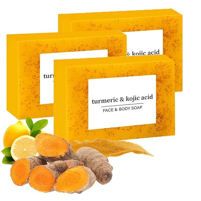 Lemon Turmeric Soap Bars infused with turmeric Extract Soft gentle with turmeric Extract Soft gentle and effective 3PCS