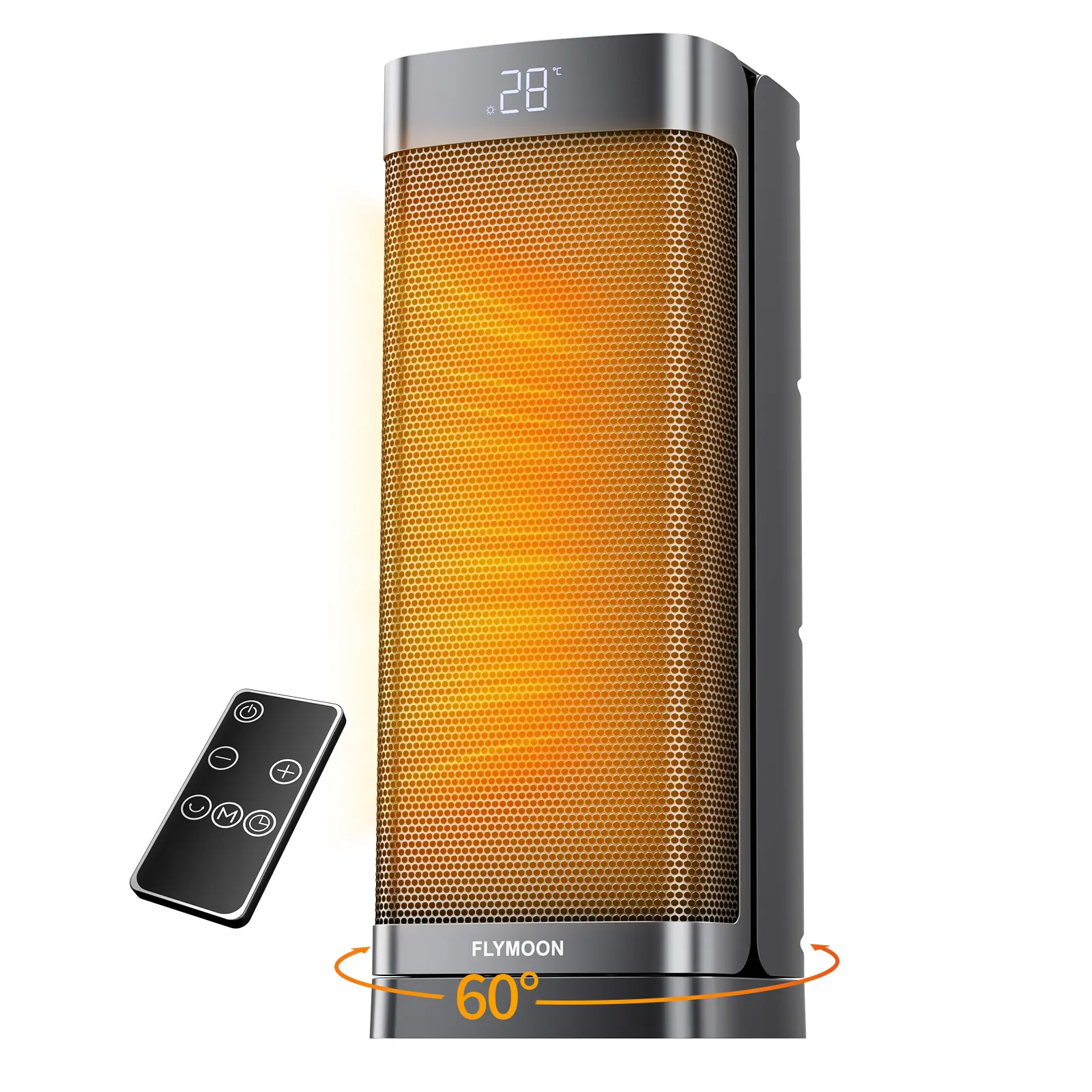 【Clearance Sale】Multifunction PTC Ceramic Electric Heater, 1500W Power, 50-95°F Adjustable Temperature, 60° Oscillation, 1-12 Hour Programmable Timer, 4 Modes, Thermal Fuse, Touch Sensor, Space-Saving Lightweight Compact Silent Heater for Office Bedroom