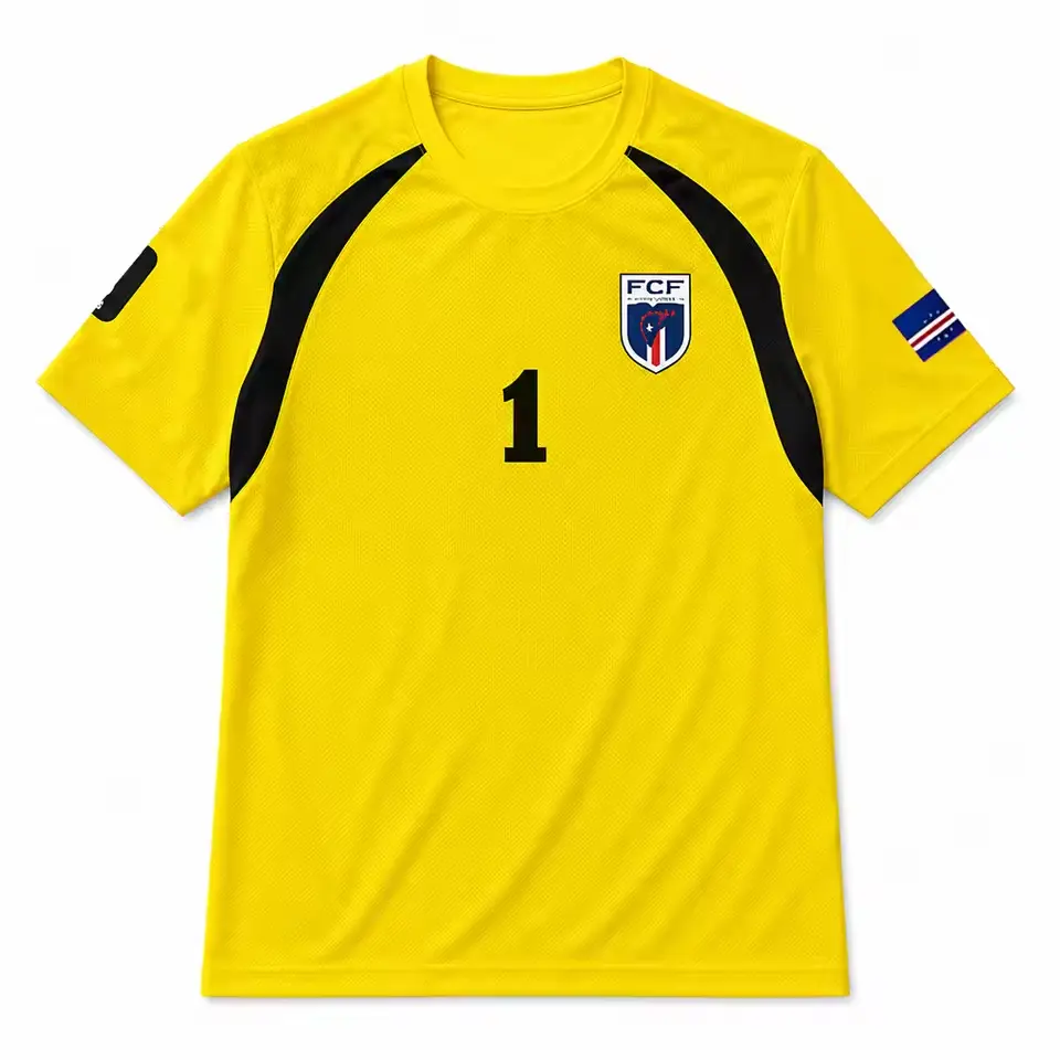Unisex Cape Verde Goalkeeper Soccer Jersey Vozinha 1 Short Sleeve Regular Fit Cheer Support Fan Shirt for Match Training Summer