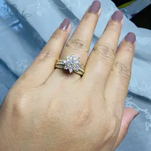 Pure panchadahtu non tarnish flower diamond design ring for women