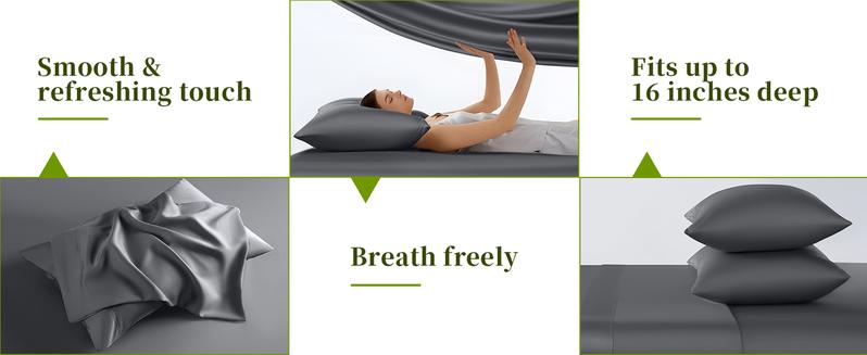 Shilucheng Bamboo Sheets Set 4/6 Pc,Cooling Breathable & Hotel Luxury Super Silky Soft, 16'' Deep Pocket, Wrinkle, Fade Resistant Springtok Shilucheng Bamboo Sheets Set 4/6 Pc,Cooling Breathable & Hotel Luxury Super Silky Soft, 16'' Deep Pocket, Wrinkle, Fade Resistant Springtok