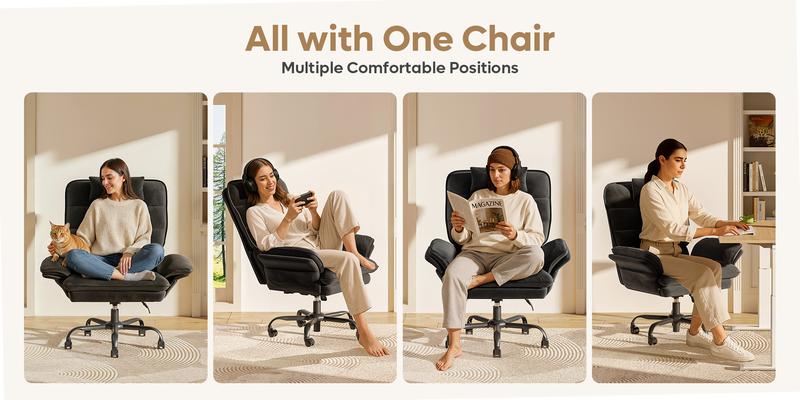 Bestier Big and Tall Executive Office Chair with Flip-Up Arms for Adults Adjustable Height Reclining with Headrest & Side Pockets 360° Swivel Ergonomic Comfortable Durable Design