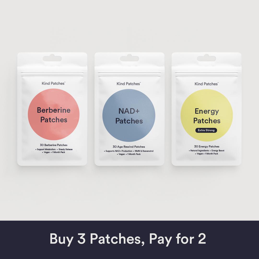 Kind Patches Hero Bundle, Berberine Patches + NAD+Patches + Energy Patches Extra Strong, 3 Months Supply, Metabolism, Healthy Aging, Energy Kind Patches Hero Bundle, Berberine Patches + NAD+Patches + Energy Patches Extra Strong, 3 Months Supply, Metabolism, Healthy Aging, Energy