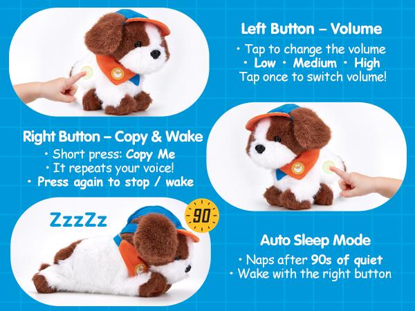 hahaland Interactive Plush Robot Puppy Toy for Kids Voice-Controlled Talking Dog with 12 Commands Singing Dancing Emotional Support Pet Gift for Boys Girls Ages 3+ Cute Valentine's Day Easter Gift for Kids