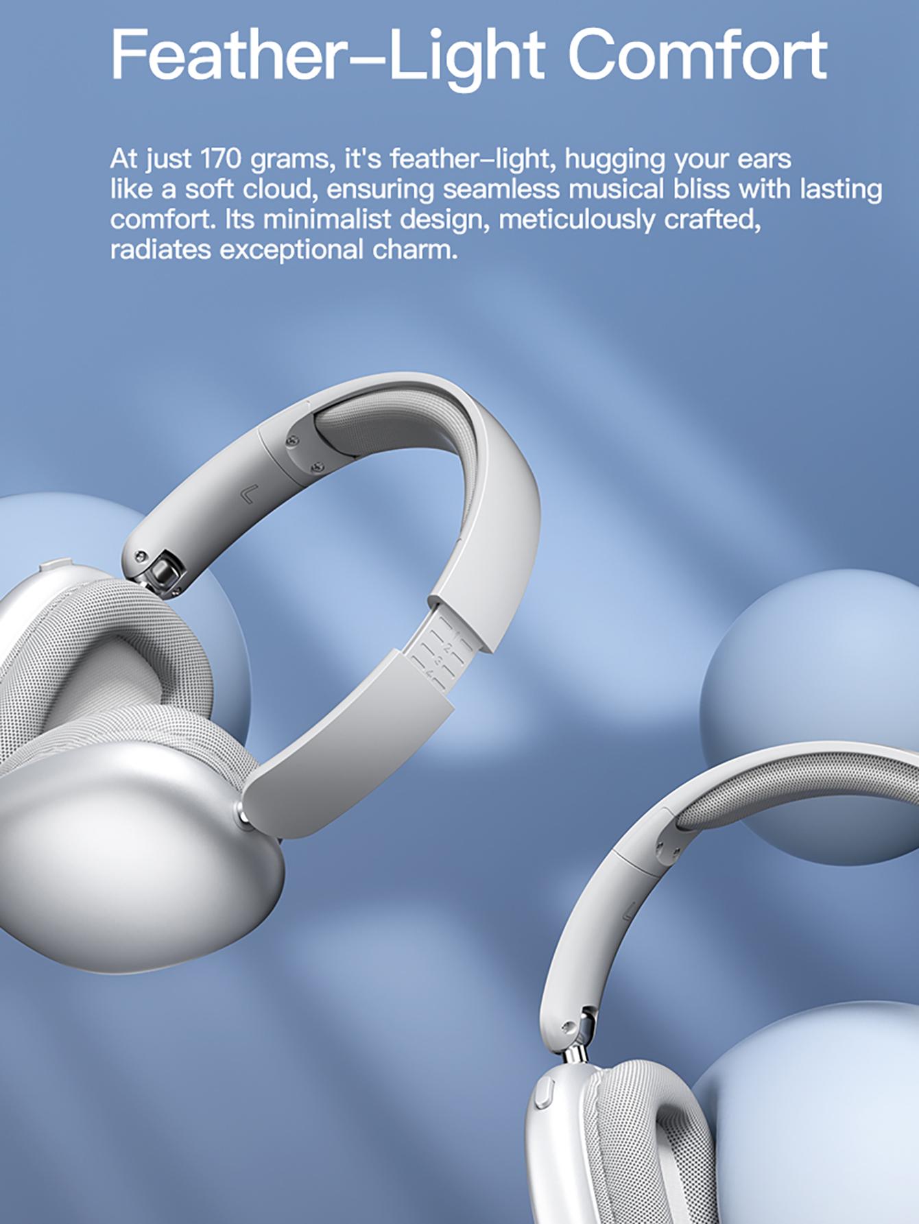 Wireless Bluetooth Headphones, Over-Ear, Deep Base, Foldable, Mic for iOS/PC Headphones Android Memory Headset, Travel Headphones, Perfect Gift for Men Women, Sliver