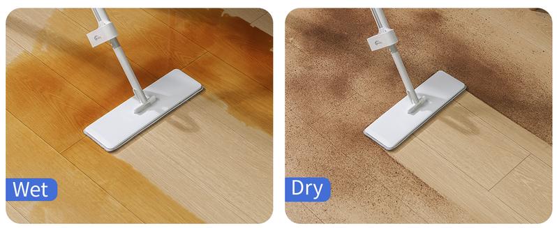 Oshang Flat Mop and Bucket OG7, Mops for Floor Cleaning with Scraping Blade, Portable Design, and Wheels for Easy Transport