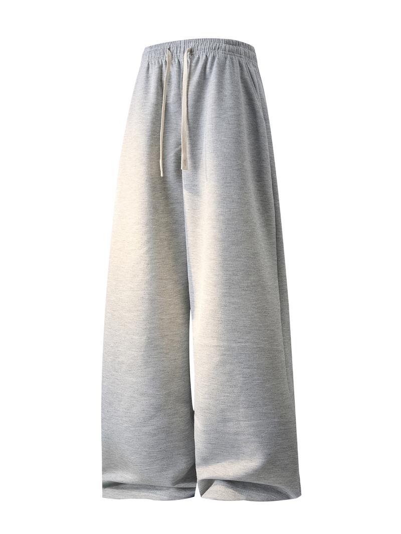 CCCMAI Men's Solid Thermal Lined Drawstring Waist Pants, Casual Comfy Regular Fit Straight Leg Trousers for Fall Winter, Men's Bottoms for Daily Wear Menswear Plain Loose