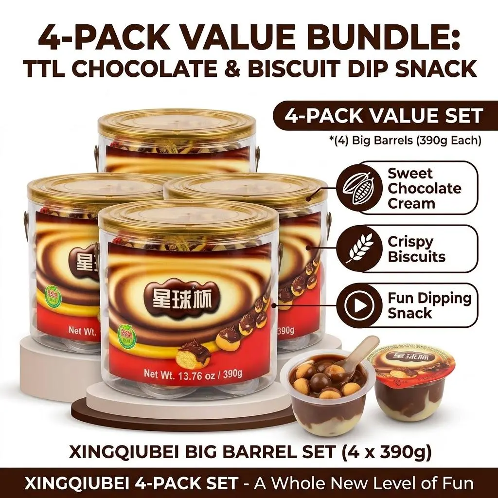 4PACKS TTL Planet Cup Value Pack - Sweet Biscuits in Milk Chocolate Cream, 26 Cups* 0.52oz| The Ultimate Crunchy ASMR Snack | Creamy Chocolate & Crispy Biscuit Balls | Must-Try Asian Candy, A Taste of Childhood Memories