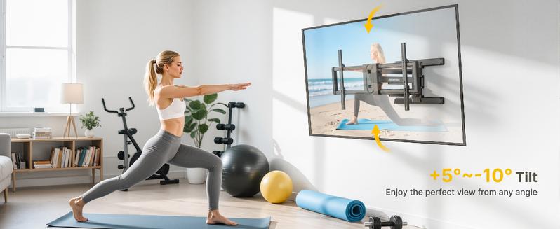 MonTEK Full Motion TV Wall Mount for 43–95 Inch TVs, Pre-Assembled TV Mount with Tool-Free Tilt, Swivel, Extension, Max VESA 800 x 400mm and 132 lbs, 16″/18″ Wood Studs