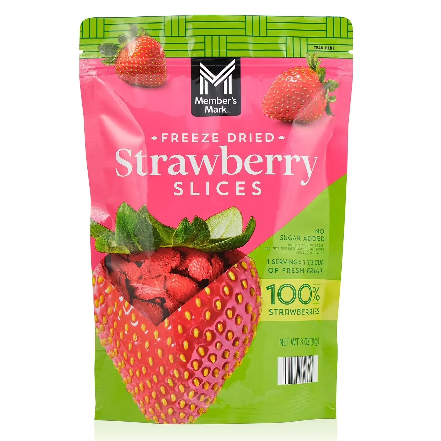 Member's Mark Freeze-Dried Strawberry Slices - 3 oz Natural Sweet Crispy Fruit Snack for Snacking, Dried Fruit Food Item
