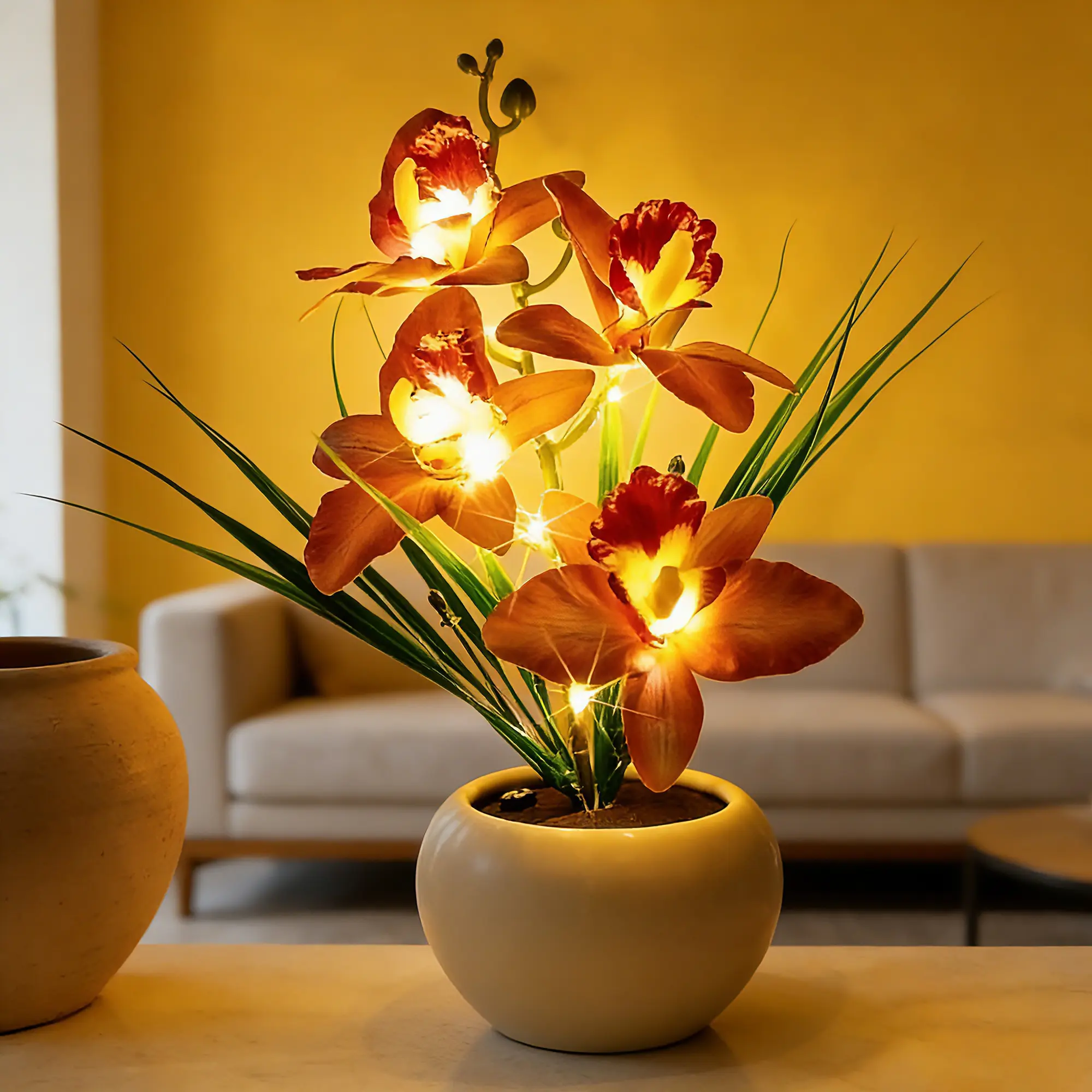 Orchid Lamp - Artificial Flower Night Light, Orchid Flower with Vase Lamp, LED Table Lamp Decorative Landscape Lights for Festival Party Home Decor