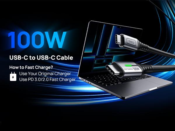 INIU USB C to USB C Cable, 100W [6.6ft] PD 5A Fast Charging Type C to Type C Cable, Nylon Braided USB-C Cord Phone Charger for iPhone 17 16/15/15 Pro/16/15 Plus/15 Pro Max Samsung S25 S24 iPad MacBook etc. Devices Tablets Electronic Smartphone Cellphone