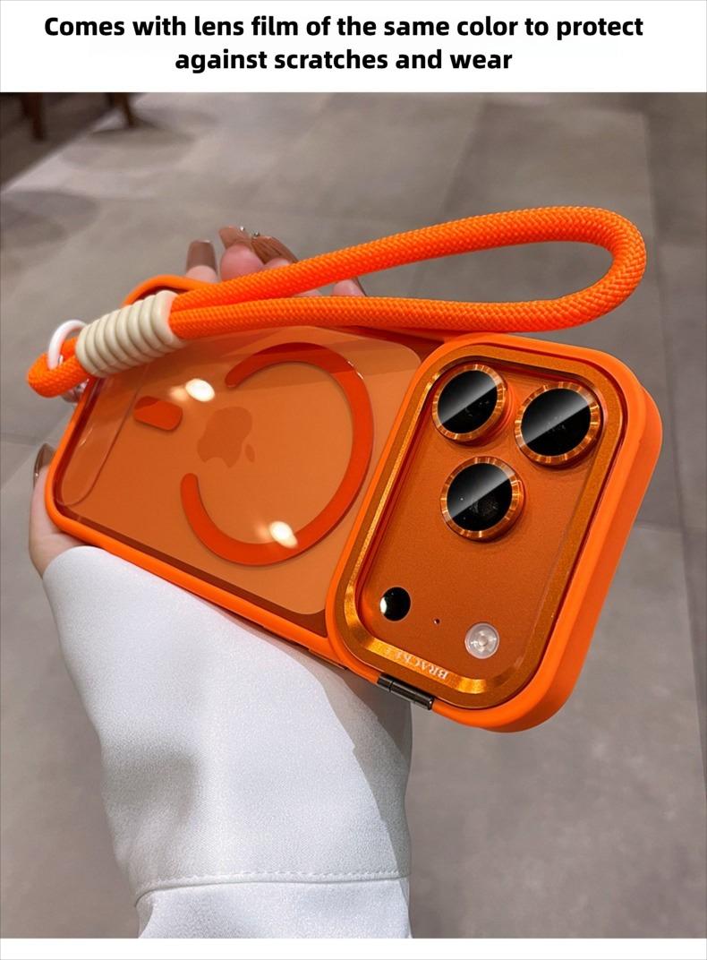 iPhone 17/16 Max/Pro Magnetic Phone Case with Lens Stand, Military-Grade Protection, Drop-Resistant, Black Silicone, Wireless Charging Compatible