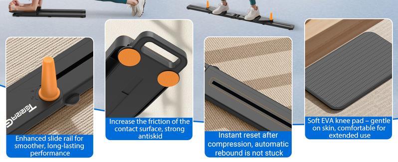 Terra Gym Multi-functional Adjustable Ab Exercise Board, Split Ab Slide Roller Board, Home Pilates Reformer with Knee Mat for Home Gym Core & Ab Strength Training, Abdominal Crunch Machine