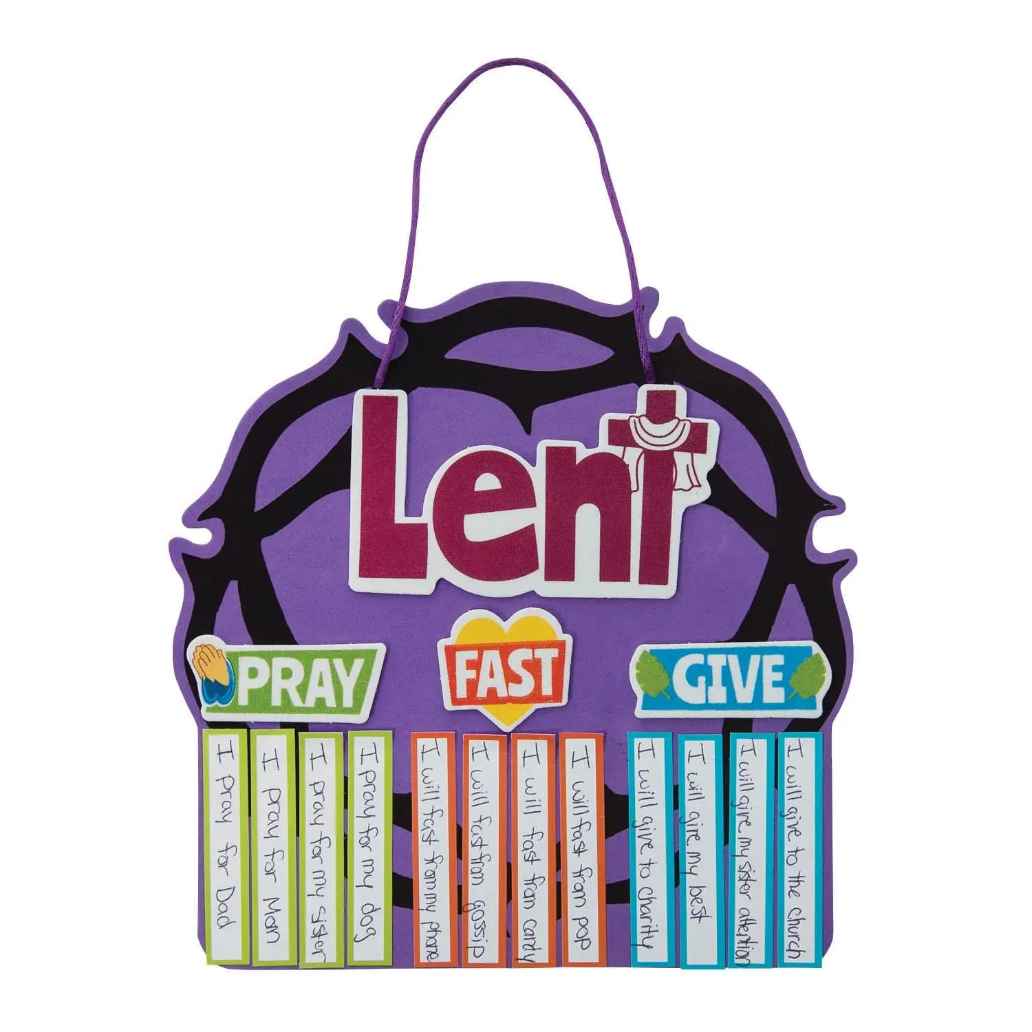 Pray, Fast, Give Lent Sign Foam Craft Kit - Makes 12