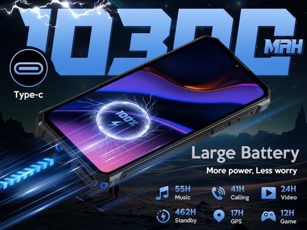 FOSSIBOT F105 Rugged Phone Unlocked 10300mAh Battery Cell 6.74" HD+Display 12GB RAM(4+8)/64GB ROM 20MP Camera 4G Dual SIM Android 14 Waterproof IP68/IP69K Outdoorfun(NOT Compatible with AT&T, Cricket, and Verizon )