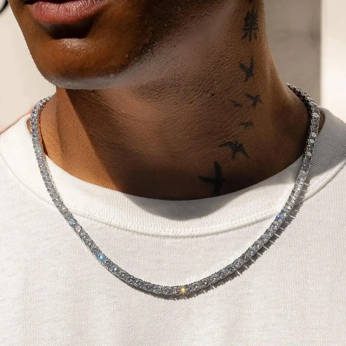 Sparkling CZ Jewelry Necklace for Men & Women, 4mm Gold-Plated Tennis Chain, Hypoallergenic Layering Piece, 18-24 in, Sparkling Cz Necklace, Bling Necklace