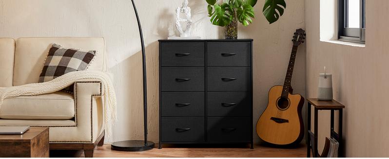 Chest of Drawers with 8 Fabric Drawers, Sideboard with Drawers, Drawer Cabinet for Kitchen, Office, Hallway & TV Cabinet