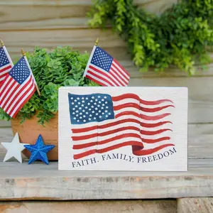 Family Faith Freedom Block Sign