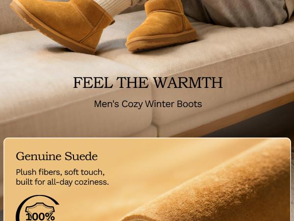 Bruno Marc Men's Winter Boots Cozy Suede Cold Weather Outdoor Casual Warm FuzzyClasic Short Boots winter boots fur boots boots for fall SpringStatements