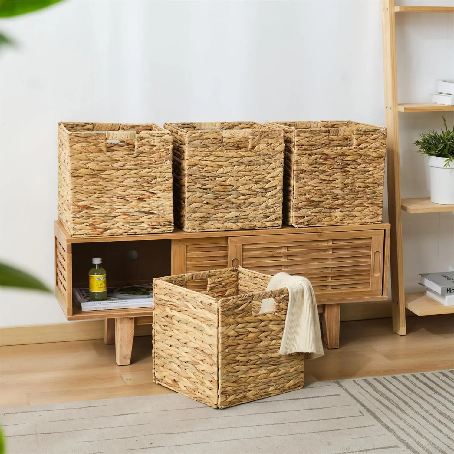 【Summer Sale Deals 54% Off】4PC Eco-Friendly Seagrass Rope Collapsible Storage Baskets - Hand-Woven, Durable, Compact, Rustic Look Organizer for Living Room Snacks, Bedroom Clothes